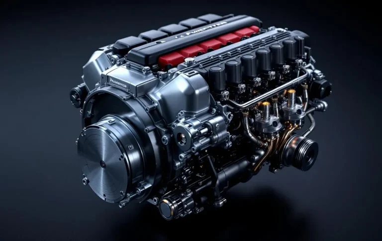 Moteur 1.2 PureTech brillant, exposé de manière à mettre en valeur ses composants mécaniques.