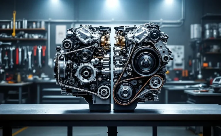Moteur Renault avec un système de transmission divisé en deux parties.