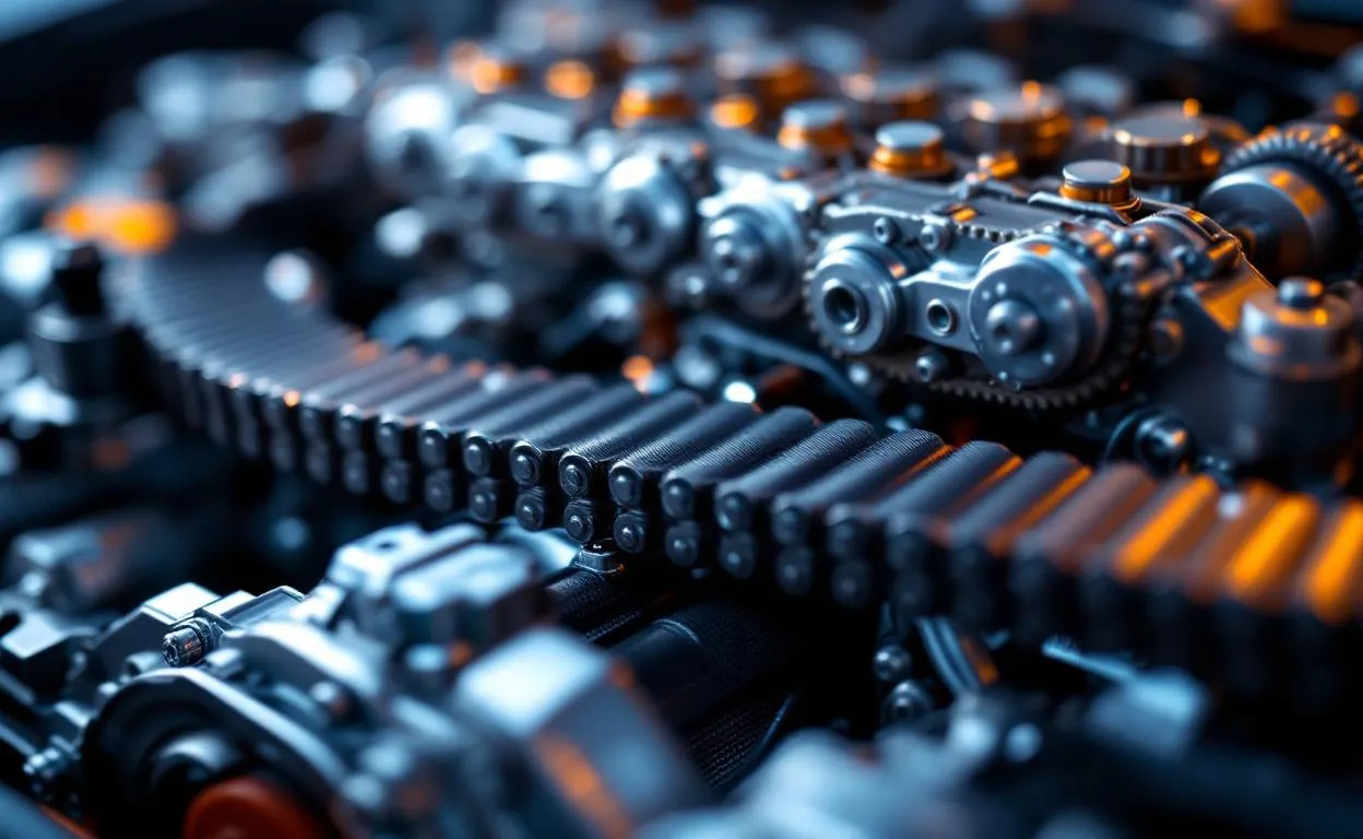 Gros plan sur un moteur VTi 82, mettant en évidence ses composants et son design technique.