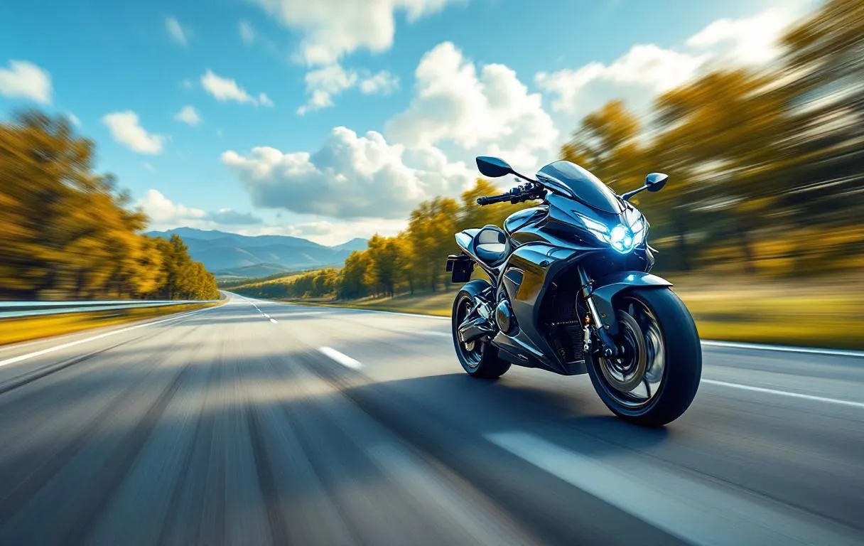 Moto Kukirin G4 roulant sur une route dégagée.