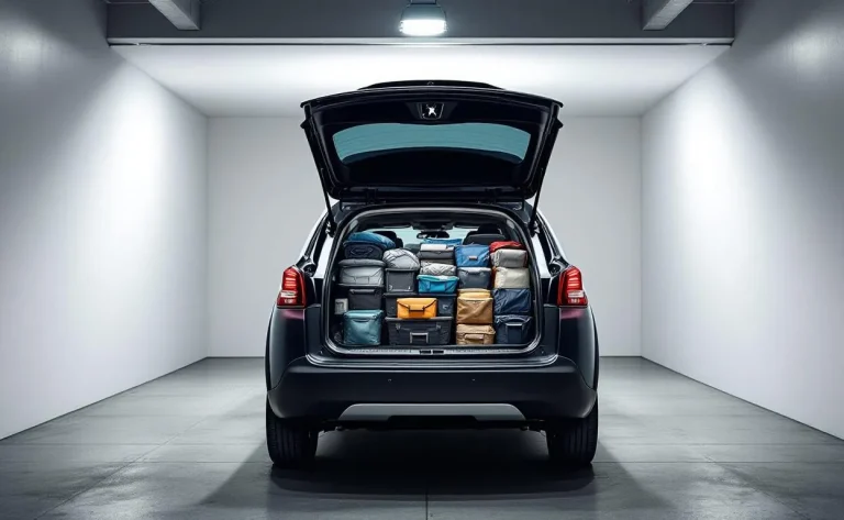 Peugeot 2008 garée dans un garage moderne et épuré.